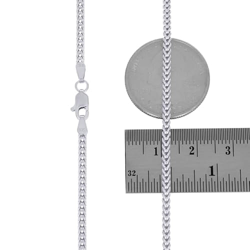 Nuragold 10K Real White Gold 2.5mm Franco Square Box Wheat Chain Necklace - 22"