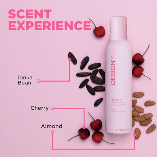 Design.Me PUFF.ME Hair Volumizing Mousse | Lightweight & Flexible Hold Mousse for Curls, Waves, or Straight Hair | Sulfate & Paraben-Free Volumizer for Fine Strands with Vitamins B5 & E, 250mL