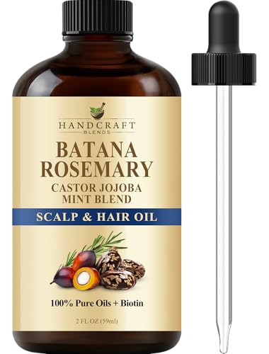 Batana & Rosemary Hair Oil – 2 Fl Oz – Scalp Treatment & Strengthening for Thinning, Dry Scalp, Split Ends – Natural Hair Oil for Women & Men – Intensive Repair & Nourishing Formula