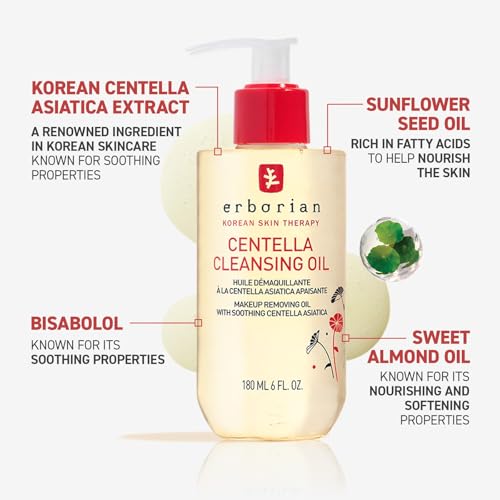 Erborian Cleansing Oil, Gentle Makeup Remover with Centella Asiatica Known for Soothing Properties, Hydrates & Supports Skin Barrier, Korean Skincare