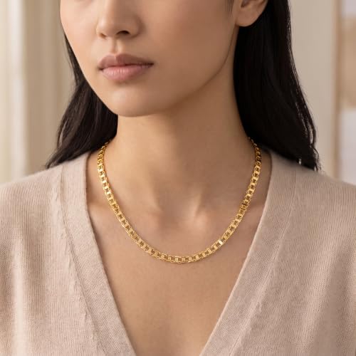 Floreo 14k Yellow Gold 5mm Railroad Link Chain Necklace, 20 Inch