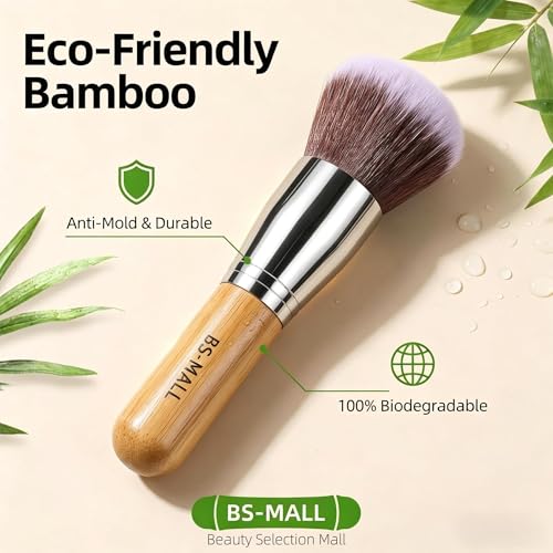 BS-MALL Makeup Brush Set 11 Pcs Makeup Sponge, Professional Bamboo Makeup Brushes for Foundation, Powder, Blush, Concealer, Eyeshadow & Blending, Ideal for Travel, Beginners & Makeup Artists