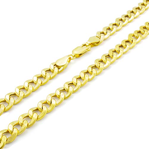 Nuragold 10k Real Yellow Gold Cuban Curb Link 6.5mm Chain Necklace, 16"-30" - 24"
