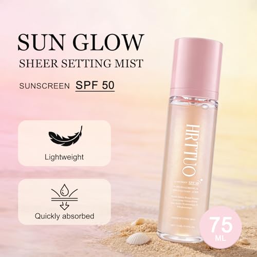Sheer Setting Mist Sunscreen SPF 50, Makeup-Friendly Setting Mist with Hydrating Glow, Reef-Safe & Non-Greasy, Fast-Absorbing for Beach, Wedding, Travel (1pc)
