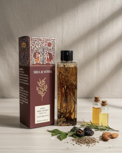 Herbal Herb Infused Hair Oil | EXTRA STRENGTH | Hair Growth, Anti-Hairfall | Boosted with Amla, Curry Leaves, Fenugreek, and Rosemary | Coconut, Jojoba, and Almond Oil | All Hair Types (6.76 oz)