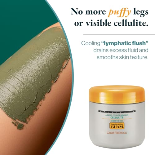 GUAM Anti-cellulite Mud COLD FORMULA, Seaweed Body Wrap for Cellulite, Skin Tightening Clay for Body Cellulite and Leg Swelling, Lymphatic Drainage | Cellulite Removal Treatment (1.1 LB)
