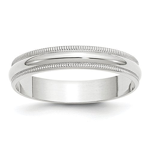 Jewelry Stores Network Solid 10k White Gold Ring - 4mm Half Round Milgrain Wedding Bands for Women and Men, Size 10.5, Lightweight Polished Wedding Band for Couples - Anniversary Ring