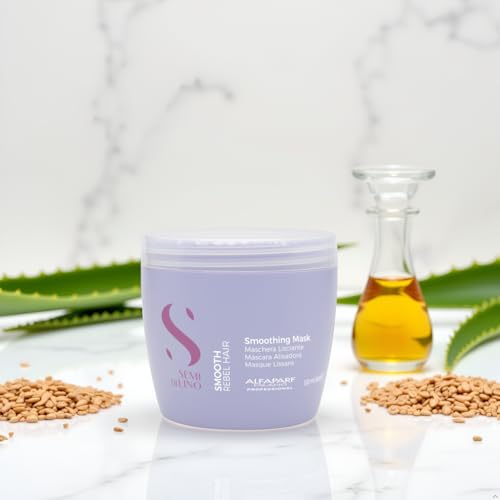 ALFAPARF MILANO Semi di Lino Smooth Mask for Frizzy and Rebel Hair - Intensive Detangling Hair Treatment - Controls Frizz - Straightens and Hydrates Unruly Hair, 16.9 fl. oz.