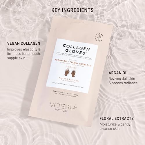 VOESH Collagen Gloves, Vegan Hand Masks, 4 Pack, Moisturizing Hand Mask, Lotion Gloves, Hydrating Gloves, Hand Care, Spa Manicure Gloves, Dry Hand Treatment