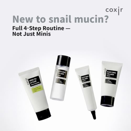 coxir Black Snail Collagen Starter Kit, Korean Travel Essentials (4-Piece)