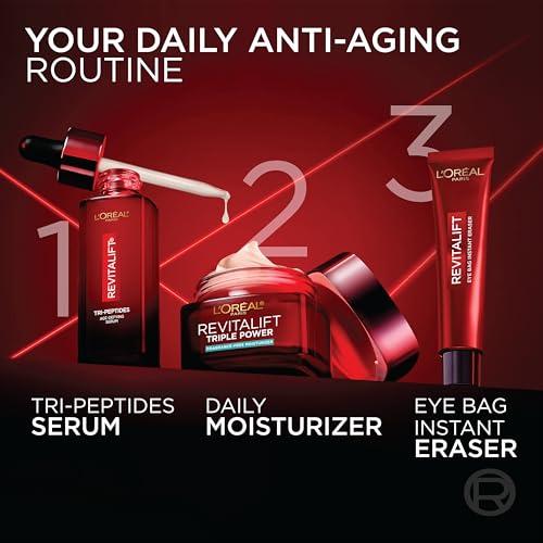 L'Oreal Paris Revitalift Triple Power Anti-Aging Face Moisturizer, Fragrance Free, Pro Retinol, Hyaluronic Acid & Vitamin C to Reduce Wrinkles, Firm & Brighten Skin, 2.55 Oz