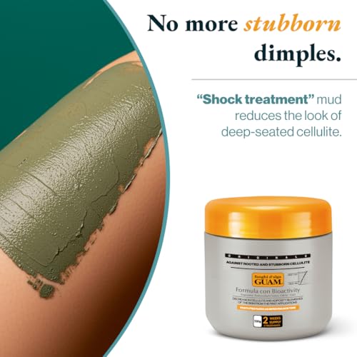 Guam Anti-cellulite Body Wrap for Thighs, Legs, MAX STRENGTH Hot Mud for Stubborn Cellulite, Clay Body Mask with Caffeine, Seaweed and Essential Oils, Reduce Dimples on Legs, Inch Reduction (2.2LB)