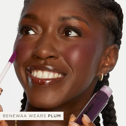 tarte maneater satin blush cheek plump – Lightweight Liquid Blush Infused with Coconut Water, Hyaluronic Acid & Vitamin E for a Hydrated Cheek Tint, Vegan & Cruelty-Free, full size, plum