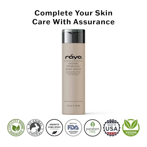 RAYA Enzyme Hydrating Body Scrub 8 oz Orange Vanilla Scent (S-104) | Gentle and Exfoliating Body Scrub | Made with Seaweed, Jojoba Beads, and Fruit Enzymes