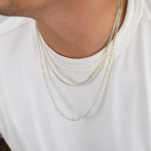 Nuragold 14k Real Yellow Gold Cuban Curb Solid Link Chain Necklace - 3mm - 22"