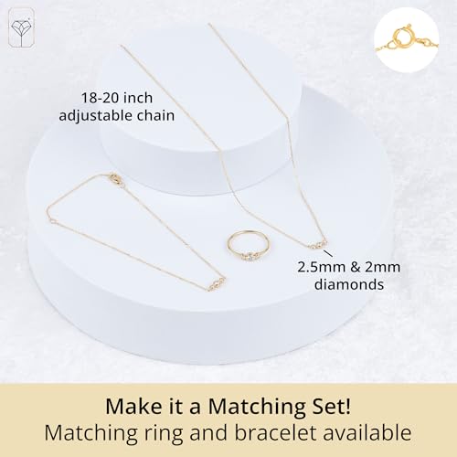 MAX + STONE Trio 10K Yellow Gold Diamond Pendant Necklace for Women | Lab Grown Small Diamonds Necklaces with 18-20 inch Chain