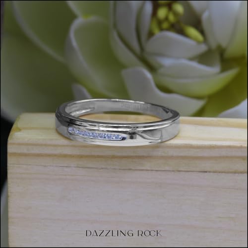 Dazzlingrock Collection 0.07 Cttw Round White Diamond Mens Hip Hop Seven Stone Channel Set Anniversary Wedding Band, 10K Solid White Gold, Size 12.5
