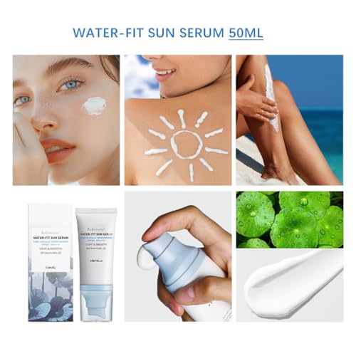 2 Pcs Centella Sunscreen SPF 50, Hyalu Cica Water-Fit Sun Serum, Face Sun Screen Long-Lasting Protection, Sunscreen with Hyaluronic Acid, Hydrating & Light & Smooth and UV Defens.