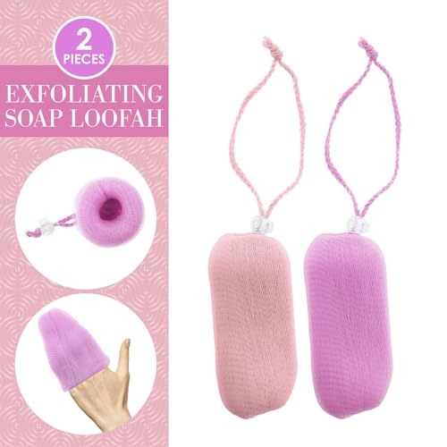 2pc Pink Exfoliating Soap Loofah - Soft & Gentle Body Scrubber Value Pack