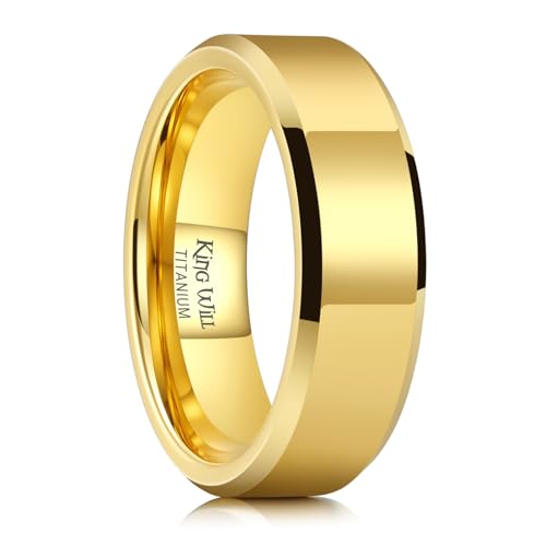 King Will Basic Men Polished Tungsten Rings 14K Gold 7mm Size 11