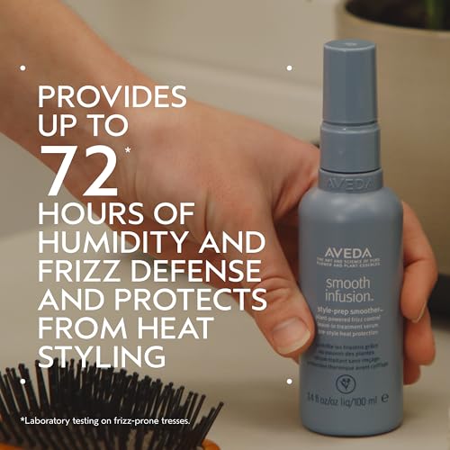 Aveda Smooth Infusion Style-Prep Smoother | Leave-In Anti-Frizz Serum | 72-Hour Frizz Defense & Control | Heat Protectant | 98% Naturally Derived*, 0.85 Fl Oz