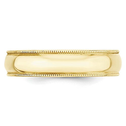 10k Yellow Gold 5mm Half Round Milgrain Edge Wedding Band Ring for Men and Women Lightweight Comfort Fit Polished Finish Classic Unisex Band Precision Crafted Traditional Anniversary Gold Ring Engrava