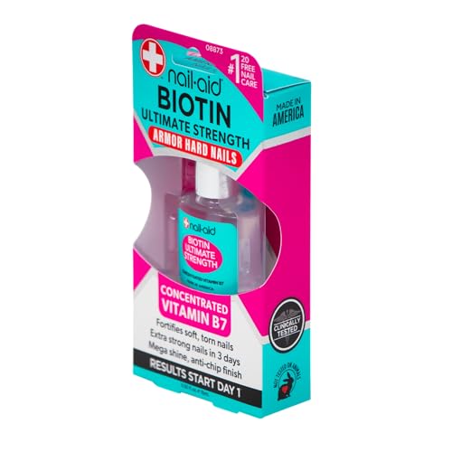 Nail-Aid Biotin Ultimate Strength Nail Strengthener – Vitamin B7 Treatment for Weak, Thin & Peeling Nails – Helps Grow Stronger, Harder, Longer Natural Nails in 3 Days
