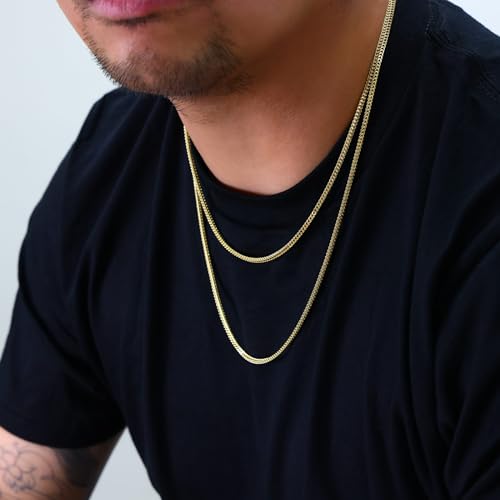 Nuragold 10K Real Yellow Gold 2.5mm Franco Square Box Wheat Chain Necklace - 22"
