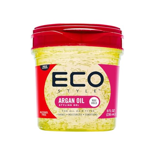 Eco Style Moroccan Argan Oil Styling Gel - Promotes Healthy Hair - Nourishes And Repairs - Delivers Long Lasting Shine - Provides Maximum Hold and Helps Tame Frizz - Ideal For All Hair - 8 oz