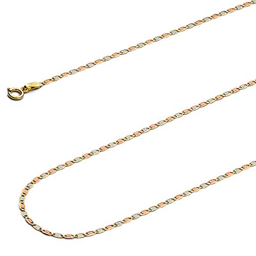 14k REAL Tri Color Gold Solid Men's 4mm Star Diamond Cut Chain Bracelet with Lobster Claw Clasp - 7.5"