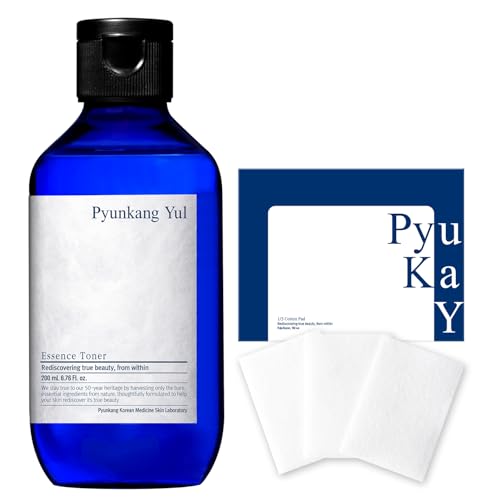 Pyunkang Yul PKY Essence Toner & 1/3 Cotton Pads/Barrier Rebuilding, Highly Concentrated Essence Facial Toner(6.8 Fl. Oz, 200ml), High Absorbency Facial Toner Pads (160 Count), Korean Skincare