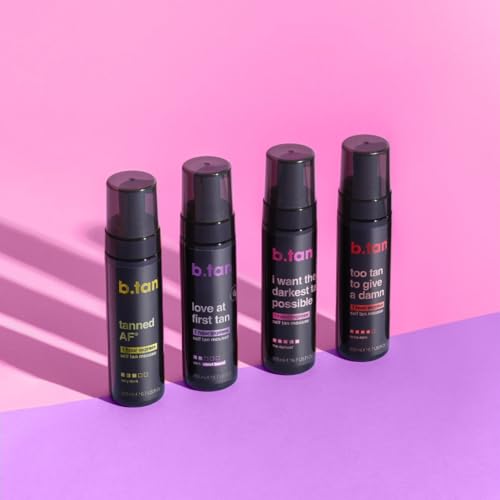 b.tan Violet Base Self Tanner Mousse | Love At First Tan - Best, 1 Hour Express Sunless Tanning Foam, Cancels Orange Tones, Dark Bronzing Glow, No Fake Tan Smell, Face & Body, 6.7 Fl Oz