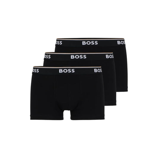 BOSS Men's 3-Pack Stretch Cotton Regular Fit Trunks, Black, Large
