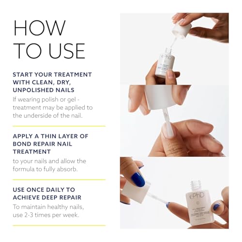 ePhD Bond Repair Nail Treatment, Nail Repair that Strengthens, Restores & Rebuilds Brittle Nails, Strengthens from Within, Formula for Damaged, or Post-Gel Nails, Use Alone or as a Polish Base