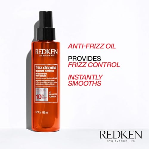 Redken Frizz Dismiss Instant Deflate Oil Serum – For Frizzy Hair, 4.2 Fl Oz