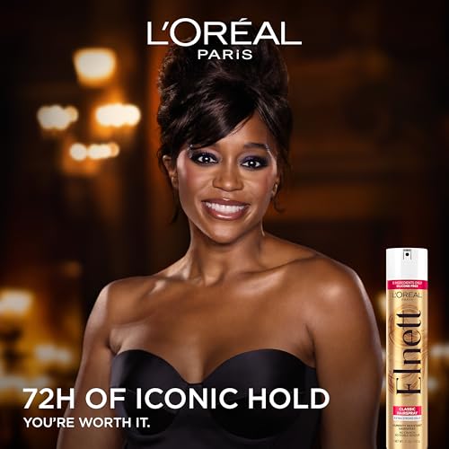 L'Oreal Paris Elnett Classic Hairspray, Suitable for Color Treated Hair, up to 72-Hour Extra Strong Hold Formula with Humidity Resistant Frizz Control, Hairspray with Soft, Brushable Finish, 11 oz