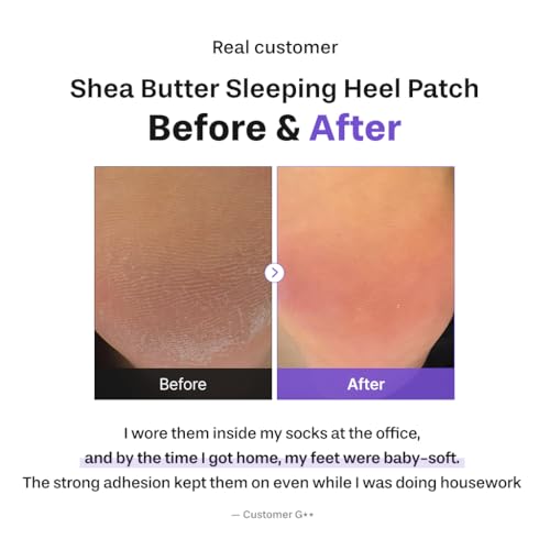 Baren Shea Butter Heel Patch, Overnight Cracked Heel Foot Mask, 6pcs