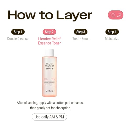 YUMU Licorice Relief Essence Toner for Sensitive Skin, Niacinamide, Panthenol, Fragrance-Free, Soothing & Hydrating (255ml / 8.62 fl. oz.)