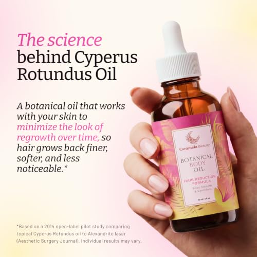Caramela Beauty Cyperus Rotundus Oil, 60ml After-Shave and Post-Wax Moisturizer, Botanical Body Oil with Jojoba, Rosehip and Sweet Almond Oils for Silky Smooth Skin, All Skin Types