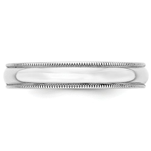 Jewelry Stores Network Solid 10k White Gold Ring - 4mm Half Round Milgrain Wedding Bands for Women and Men, Size 10.5, Lightweight Polished Wedding Band for Couples - Anniversary Ring