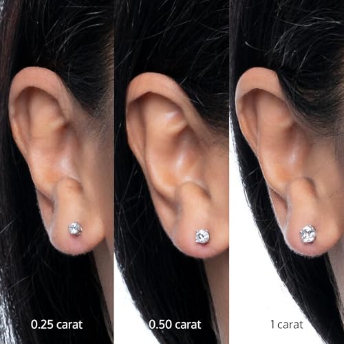Amazon Essentials 0.25 to 1 Carat IGI Certified Solitaire Lab Grown Diamond Stud 14k Gold 4 Prong Round Cut Earrings (G-H Color VS1-VS2 Clarity)