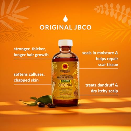 Tropic Isle Living Jamaican Black Castor Oil | Rich in Vitamin E, Omega Fatty Acids & Minerals | For Hair Growth Oil, Skin Conditioning, Eyebrows & Eyelashes, Scalp and Nail Care (PET) (4oz)