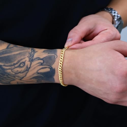 Nuragold 10K Real Yellow Gold Miami Cuban Link Chain Bracelet Men & Women - 7",5mm