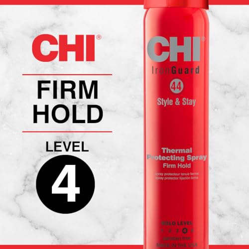 CHI 44 Iron Guard Style & Stay Firm Hold Protecting Spray, Heat Protectant & Hairspray For A Long-Lasting Hold, Sulfate & Paraben-Free, 2.6 Oz