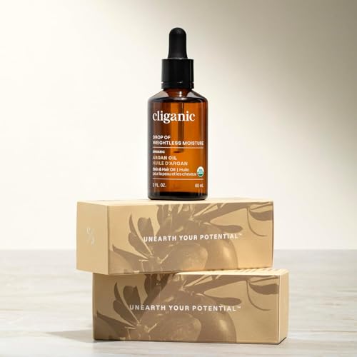 Cliganic Organic Argan Oil, 100% Pure - for Hair, Face & Skin | Cold Pressed Carrier Oil, 32 oz