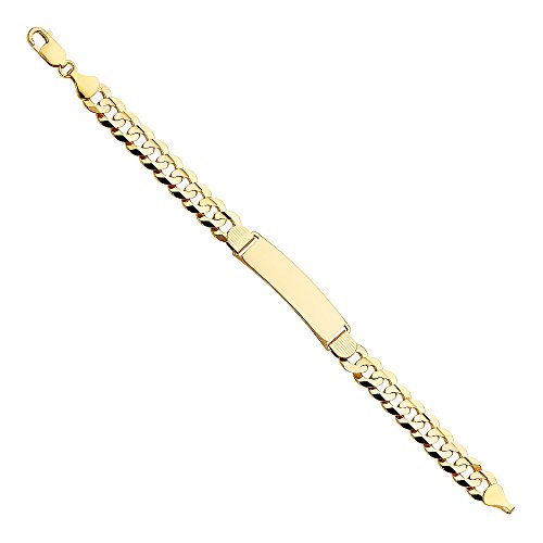 14k REAL Yellow Gold Men's Cuban ID Bracelet - 8.5"