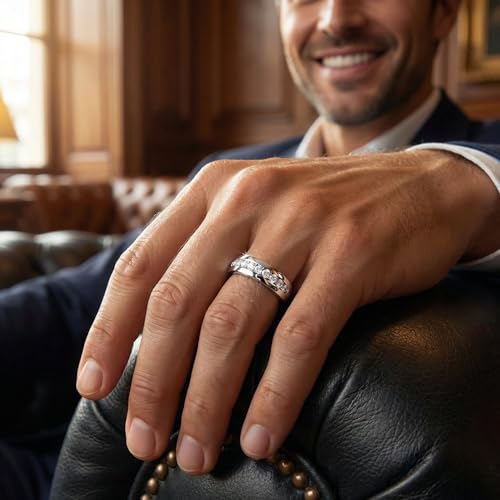 P3 POMPEII3 Pompeii Mens 1/4ct Diamond Wedding Ring 10k White Gold Anniversary Band - Size 10
