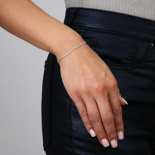 Nuragold 14k Real Yellow Gold Cuban Curb Link 2.5mm Chain Bracelet/Anklet - 9"