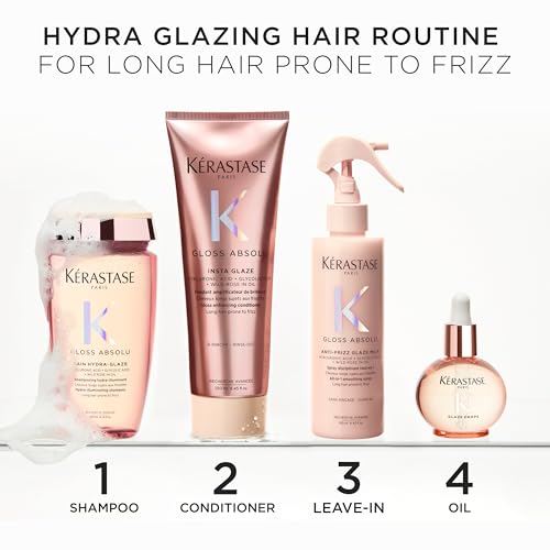Kerastase Gloss Absolu High-Shine Anti-Frizz Conditioner - Deeply Hydrates & Detangles, Instantly Softens, For Glossy & Bouncy Hair, 8.45 Fl Oz