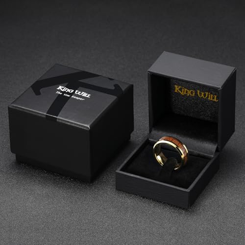 Mens 8mm Tungsten Wedding Band Natural Wood Inlaid Engagement Rings Size 9